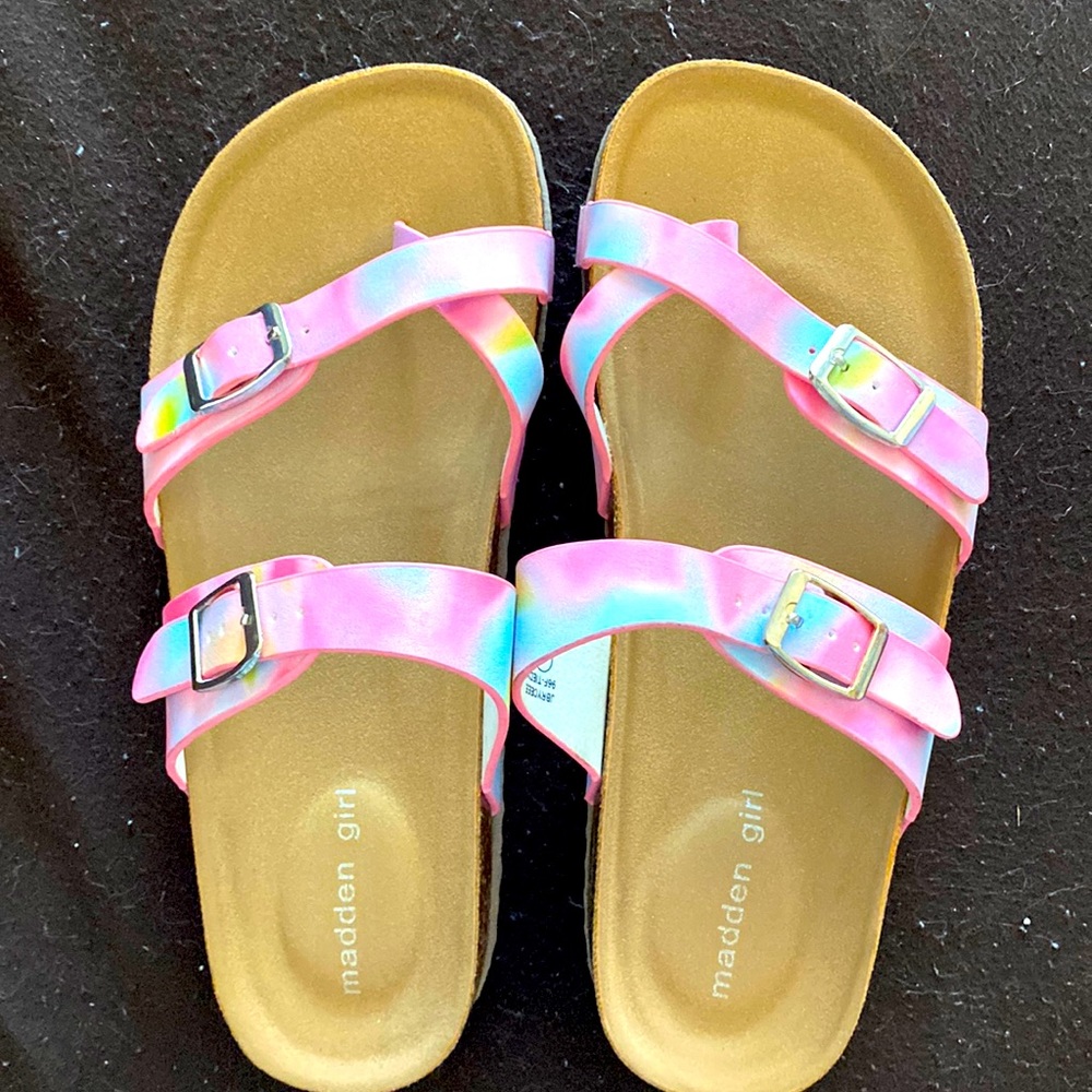 Rainbow colored madden girl sandals. Size 2. Never worn
